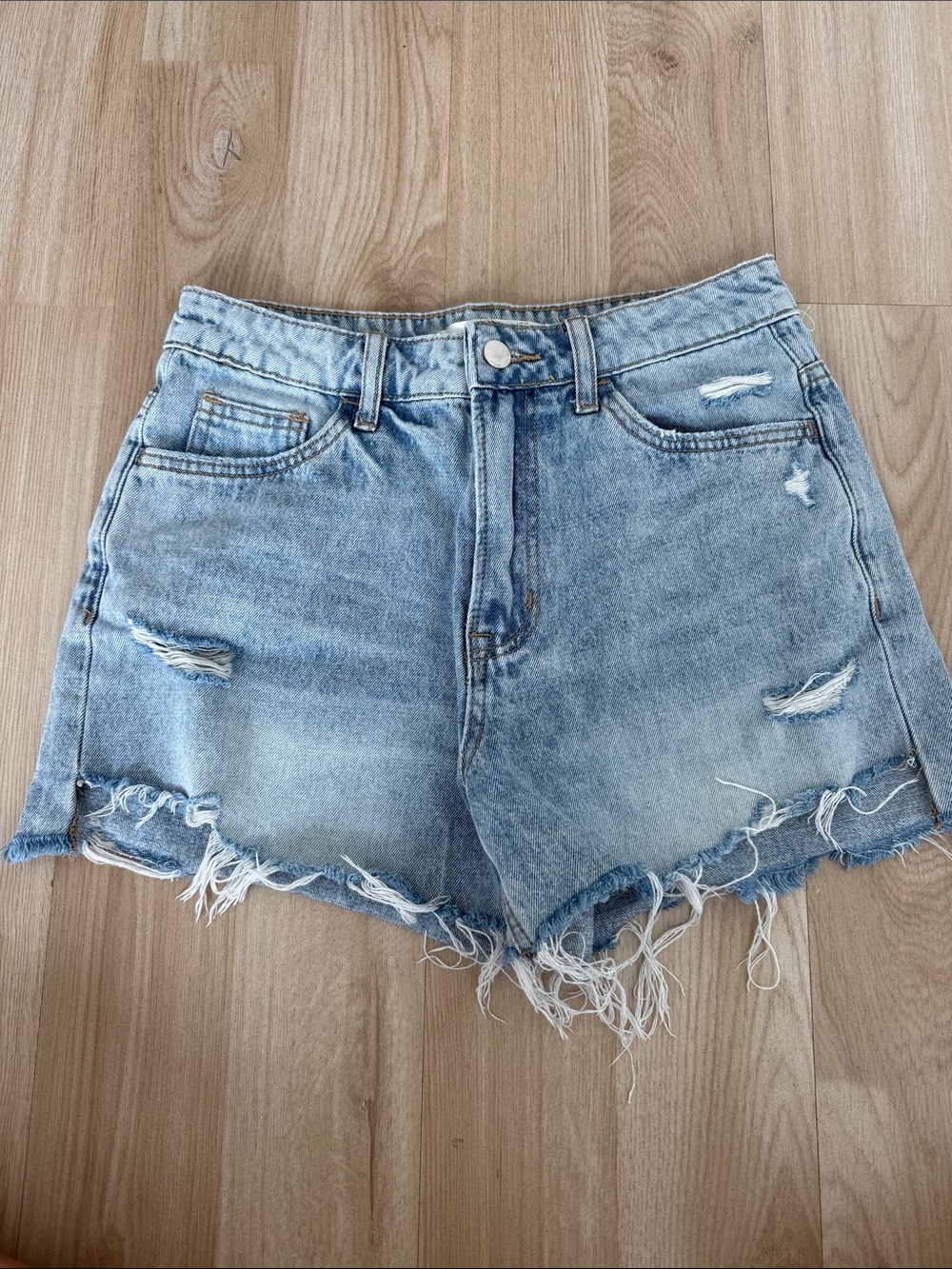 Altar'd State Light Blue Distressed Denim Cutoff Shorts